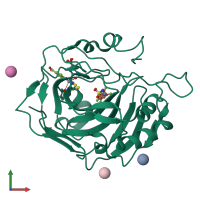 PDB entry 6rrg coloured by chain, front view.
