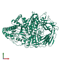 PDB entry 6rs0 coloured by chain, front view.