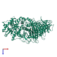 PDB entry 6rs0 coloured by chain, top view.