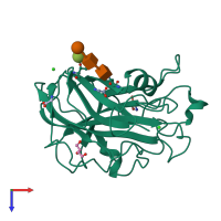 PDB entry 6rs6 coloured by chain, top view.