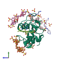 PDB entry 6rsj coloured by chain, side view.