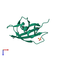 PDB entry 6rsn coloured by chain, top view.