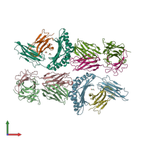 PDB entry 6rsy coloured by chain, front view.