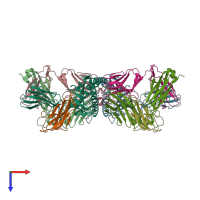 PDB entry 6rsy coloured by chain, top view.