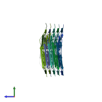 PDB entry 6rt0 coloured by chain, side view.