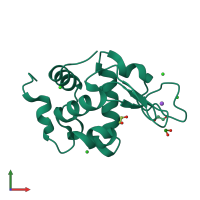 PDB entry 6rt1 coloured by chain, front view.