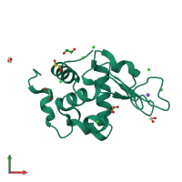 PDB entry 6rt3 coloured by chain, front view.