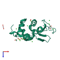 PDB entry 6rt3 coloured by chain, top view.