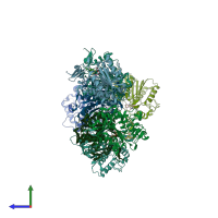 PDB entry 6rt8 coloured by chain, side view.