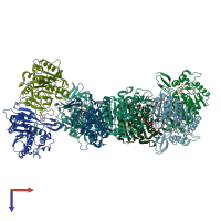 PDB entry 6rt8 coloured by chain, top view.