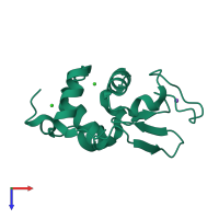 PDB entry 6rta coloured by chain, top view.