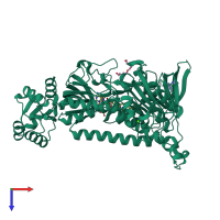 PDB entry 6rtj coloured by chain, top view.