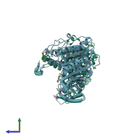 PDB entry 6rtv coloured by chain, side view.