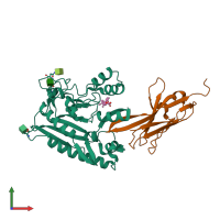 PDB entry 6rtw coloured by chain, front view.