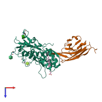 PDB entry 6rtw coloured by chain, top view.