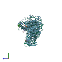 PDB entry 6ru2 coloured by chain, side view.