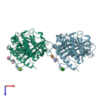 PDB entry 6ru2 coloured by chain, top view.