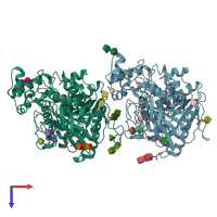PDB entry 6rua coloured by chain, top view.
