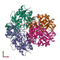 PDB entry 6rue coloured by chain, front view.