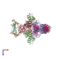 PDB entry 6rur coloured by chain, top view.