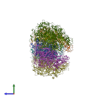 PDB entry 6rut coloured by chain, side view.