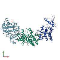 PDB entry 6ruu coloured by chain, front view.