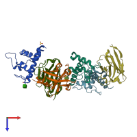 PDB entry 6rvc coloured by chain, top view.