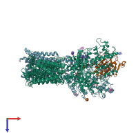 PDB entry 6rvd coloured by chain, top view.