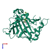 PDB entry 6rvk coloured by chain, top view.