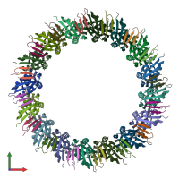 PDB entry 6rwk coloured by chain, front view.