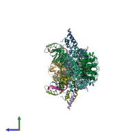 PDB entry 6rwl coloured by chain, side view.