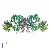 PDB entry 6rwo coloured by chain, top view.