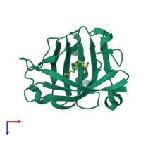 PDB entry 6rwr coloured by chain, top view.