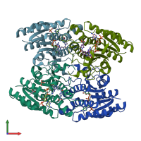 PDB entry 6rx0 coloured by chain, front view.