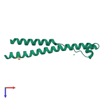 PDB entry 6rx1 coloured by chain, top view.