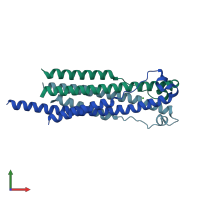 PDB entry 6rx3 coloured by chain, front view.