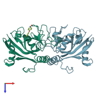PDB entry 6ry4 coloured by chain, top view.