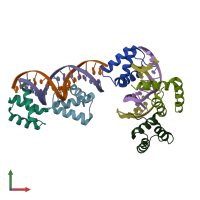 PDB entry 6ryi coloured by chain, front view.