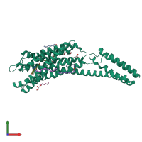 PDB entry 6rz4 coloured by chain, front view.