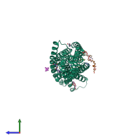 PDB entry 6rz4 coloured by chain, side view.