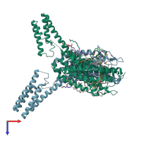 PDB entry 6rz5 coloured by chain, top view.