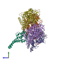 PDB entry 6rza coloured by chain, side view.