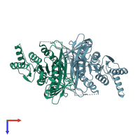 PDB entry 6rzn coloured by chain, top view.