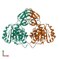 PDB entry 6rzo coloured by chain, front view.