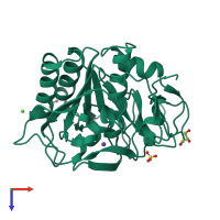 PDB entry 6rzp coloured by chain, top view.