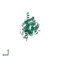PDB entry 6s0q coloured by chain, side view.