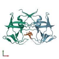 PDB entry 6s1u coloured by chain, front view.