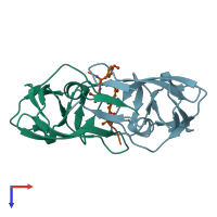 PDB entry 6s1u coloured by chain, top view.