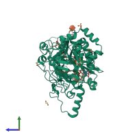 PDB entry 6s22 coloured by chain, side view.