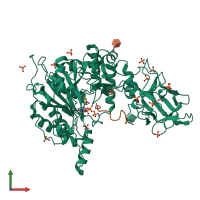 PDB entry 6s24 coloured by chain, front view.